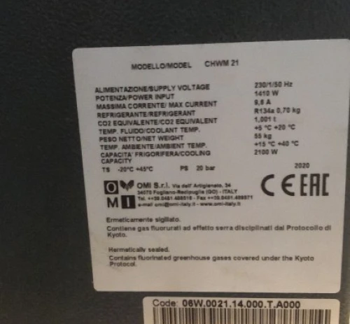 3. Enfriador de agua OMI modelo CHWM21