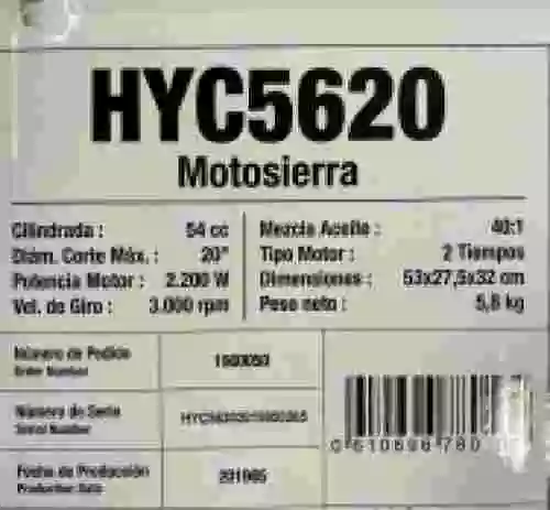 3. Nueva motosierra Hyundai HYC5620