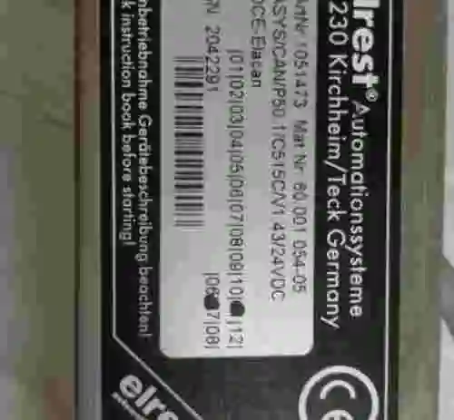 2. Interfaz de panel de control Elrest 1051473 ASYS/CAN/P50.1/C515C/V1.43/24VDC