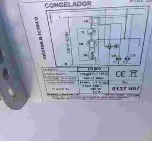 6. Congelador Cofri mod CH 900, Cap  30kg/24h,volumen 860)litro, 540w