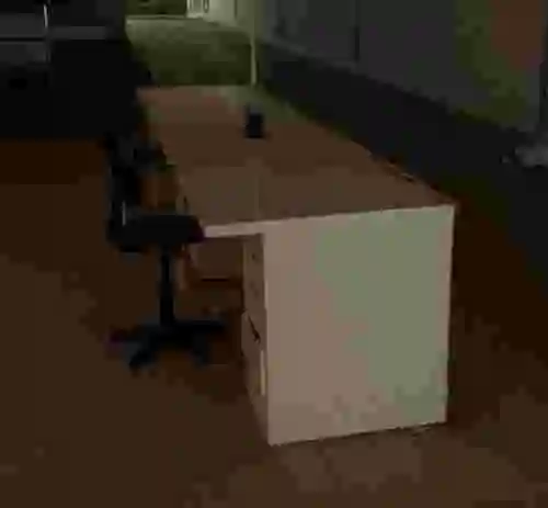 6. ESCRITORIO BLANCO + CAJONERA + SILLAS
