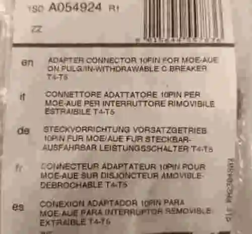 1. Adaptador 10 PIN para moe-aue para interruptor T4-T5 ABB 1SDA054924R1