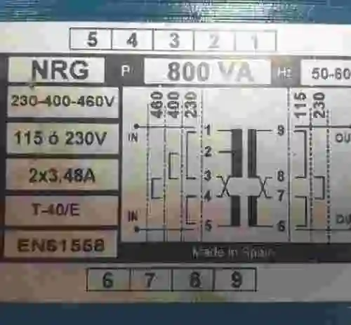 5. TRANSFORMADOR TECNOTRAFO NRG P 800 VA