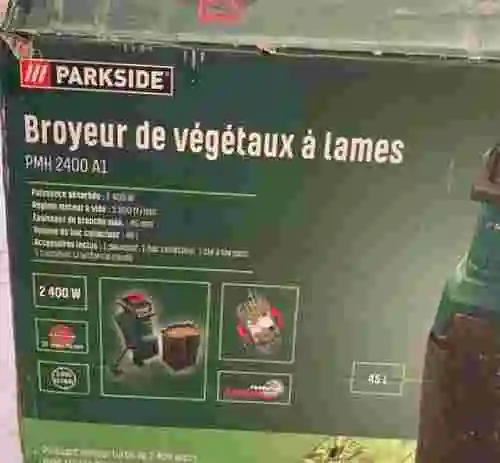 3. TRITURADORA DE RAMAS Y CESPED PARKSIDE 45L